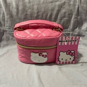 NEW Sanrio Hello Kitty Pink Make Up Box Quilt-Like Mini Purse w/ Gold/Pink Chain
